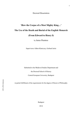 'How the Corpse of a Most Mighty King…' the Use of the Death and Burial of the English Monarch