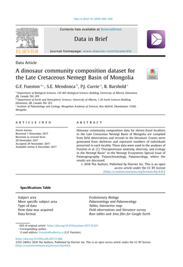 A Dinosaur Community Composition Dataset for the Late Cretaceous Nemegt Basin of Mongolia