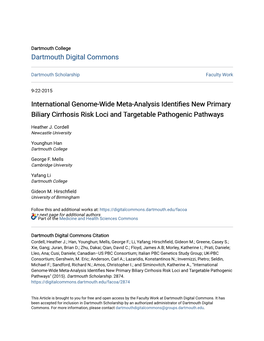 International Genome-Wide Meta-Analysis Identifies New Primary Biliary Cirrhosis Risk Loci and Targetable Pathogenic Pathways