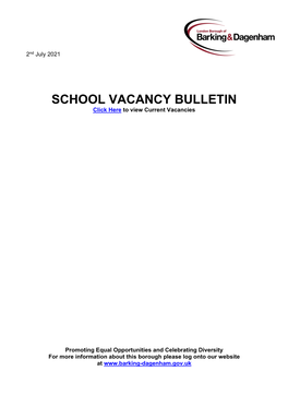 SCHOOL VACANCY BULLETIN Click Here to View Current Vacancies