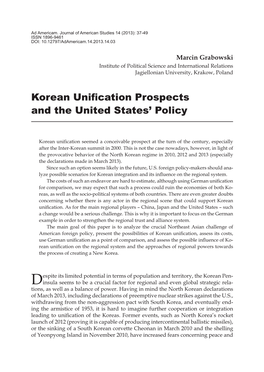 Korean Unification Prospects and the United States' Policy