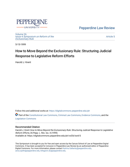 How to Move Beyond the Exclusionary Rule: Structuring Judicial Response to Legislative Reform Efforts