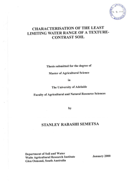 Characterisation of the Least Limiting Water Range of a Texture-Contrast Soil