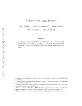 3-Flows with Large Support Arxiv:1701.07386V2 [Math.CO]