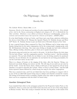 On Pilgrimage - March 1968