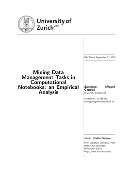 Mining Data Management Tasks in Computational Santiago Miguel Notebooks: an Empirical Cepeda Analysis of Zurich, Switzerland