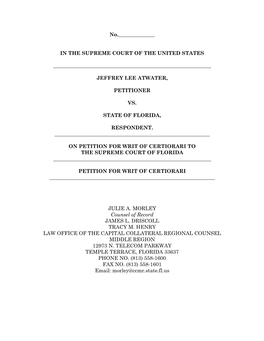 Jeffrey Lee Atwater Vs. State of Florida