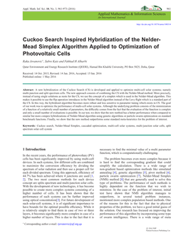 Mead Simplex Algorithm Applied to Optimization of Photovoltaic Cells