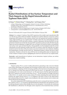 Radial Distributions of Sea Surface Temperature and Their Impacts on the Rapid Intensiﬁcation of Typhoon Hato (2017)