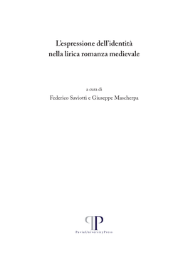 L'espressione Dell'identità Nella Lirica Romanza Medievale