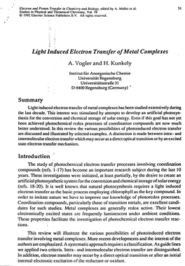 Light Induced Electron Transfer of Metal Complexes