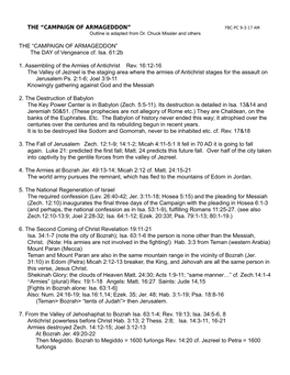 CAMPAIGN of ARMAGEDDON” FBC-PC 9-3-17 AM Outline Is Adapted from Dr