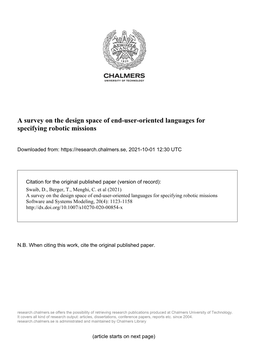 A Survey on the Design Space of End-User-Oriented Languages for Specifying Robotic Missions