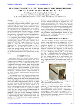 Real-Time Magnetic Electron Energy Spectrometer for Use with Medical Linear Accelerators P