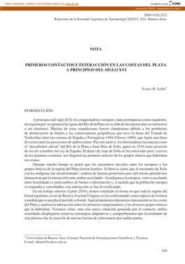 Nota Primeros Contactos E Interacción En Las Costas