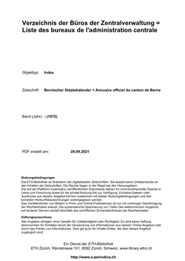 Verzeichnis Der Büros Der Zentralverwaltung = Liste Des Bureaux De L'administration Centrale