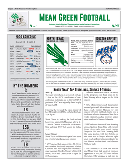 Mean Green Football Assistant Athletic Director of Communications (Football Contact): Jordan Stepp Phone: (805) 551-8648 • Email: Jordan.Stepp@Unt.Edu