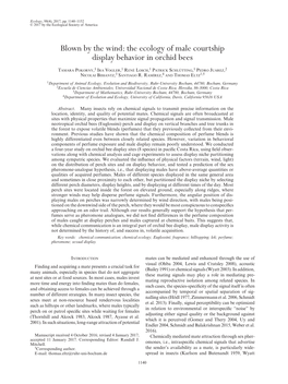 Blown by the Wind: the Ecology of Male Courtship Display Behavior in Orchid Bees