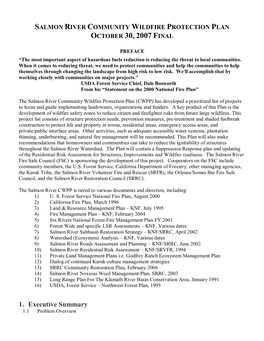 Salmon River Community Wildfire Protection Plan October 30, 2007 Final