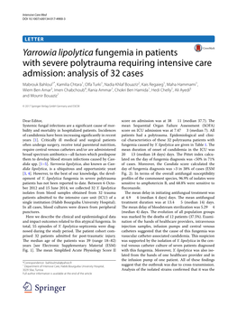 Yarrowia Lipolytica Fungemia in Patients with Severe Polytrauma