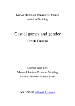 Casual Games and Gender
