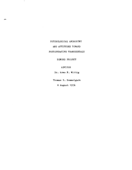 Psychological Androgyny and Attitudes Toward Postoperative Transsexuals