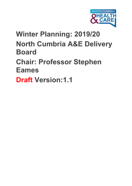 Winter Planning: 2019/20 North Cumbria A&E Delivery Board Chair