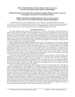 Diet of Atlantic Sharpnose Shark, Rhizoprionodon Terraenovae, from the North-Central Gulf of Mexico: Initial Findings