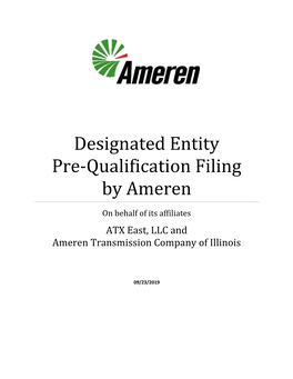 Designated Entity Pre-Qualification Filing by Ameren