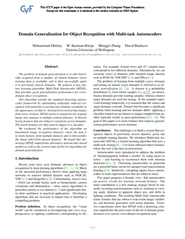 Domain Generalization for Object Recognition with Multi-Task Autoencoders