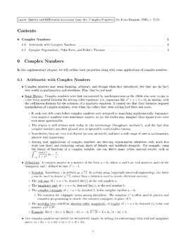 Contents 0 Complex Numbers