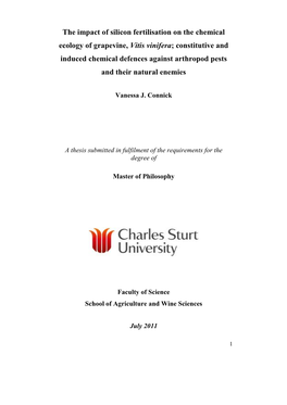 The Impact of Silicon Fertilisation on the Chemical Ecology of Grapevine
