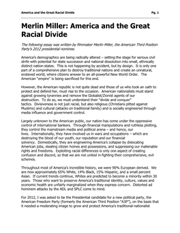 America and the Great Racial Divide Pg