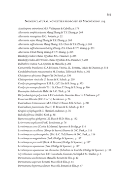 Nomenclatural Novelties Proposed in Volume