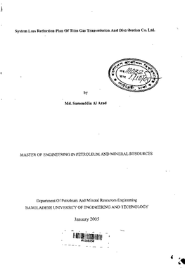 !Llillliillill/L~11Illi, #Iollb:2S# ' , the Thesis Titled System Loss Reduction Plan Oftitas Gas Transmission And