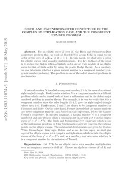 Birch and Swinnerton-Dyer Conjecture in the Complex Multiplication Case