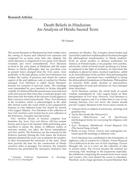 Death Beliefs in Hinduism: an Analysis of Hindu Sacred Texts