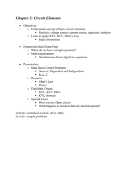 Chapter 2: Circuit Elements