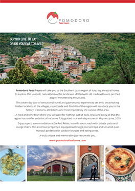 Pomodoro Food Tours Will Take You to the Southern Lazio Region of Italy