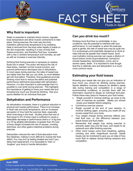 Fluids in Sport Why Fluid Is Important Dehydration and Performance Can