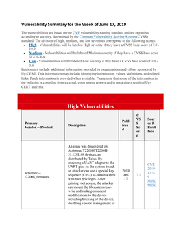 Vulnerability Summary for the Week of June 17, 2019