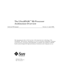 The Ultrasparc Iiii Processor Architecture Overview