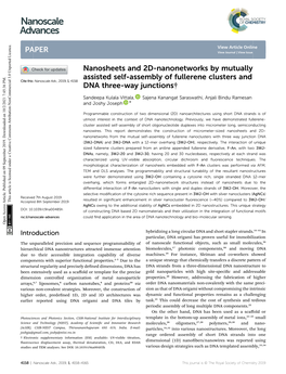 Nanosheets and 2D-Nanonetworks by Mutually Assisted Self-Assembly of Fullerene Clusters and Cite This: Nanoscale Adv.,2019,1,4158 DNA Three-Way Junctions†