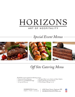 Special Event Menus Off Site Catering Menu