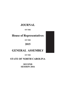 JOURNAL House of Representatives GENERAL ASSEMBLY