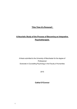 A Heuristic Study of the Process of Becoming an Integrative Psychotherapist