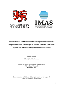 Effects of Ocean Acidification and Warming on Shallow