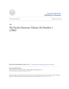 The Pacific Historian, Volume 30, Number 1 (1986)