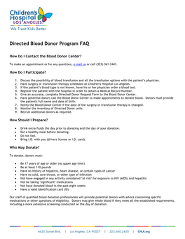 Directed Blood Donor Program FAQ