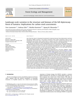 Landscape-Scale Variation in the Structure and Biomass of the Hill Dipterocarp Forest of Sumatra: Implications for Carbon Stock Assessments